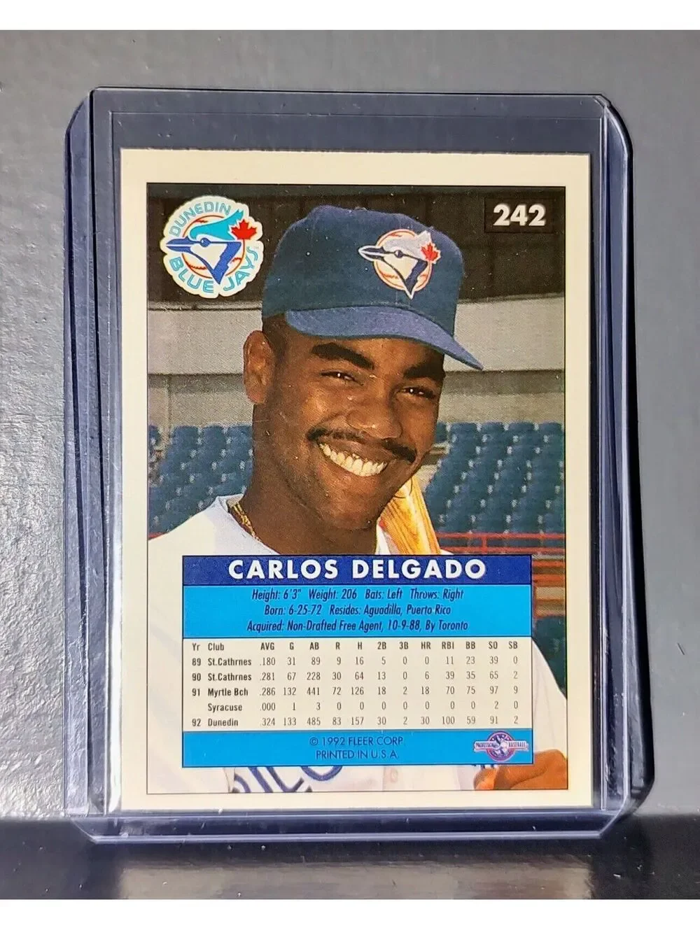 1992-93 Carlos Delgado Fleer Excel Baseball Card #242 Blue Jays